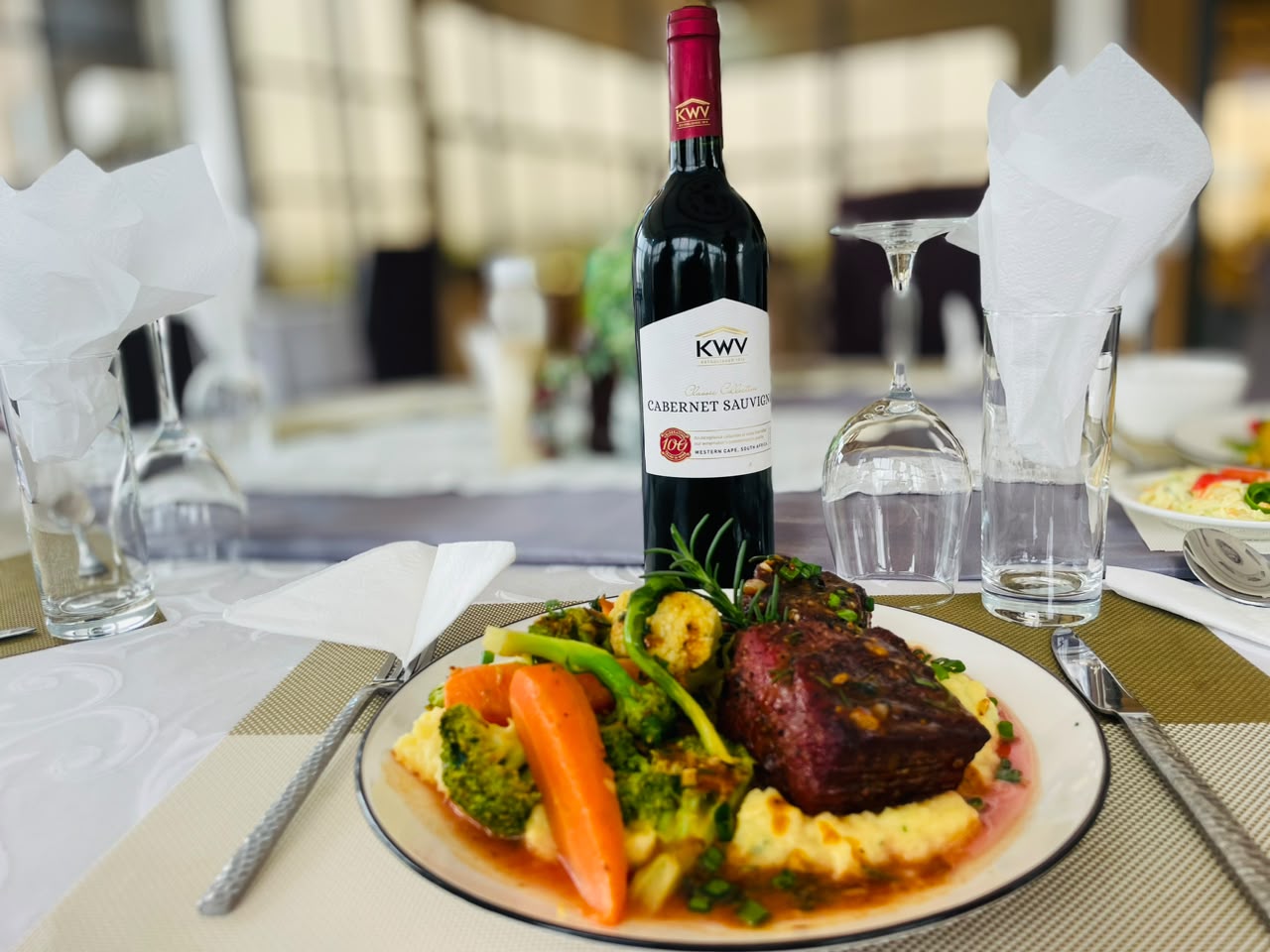 Beef dish paired with red wine