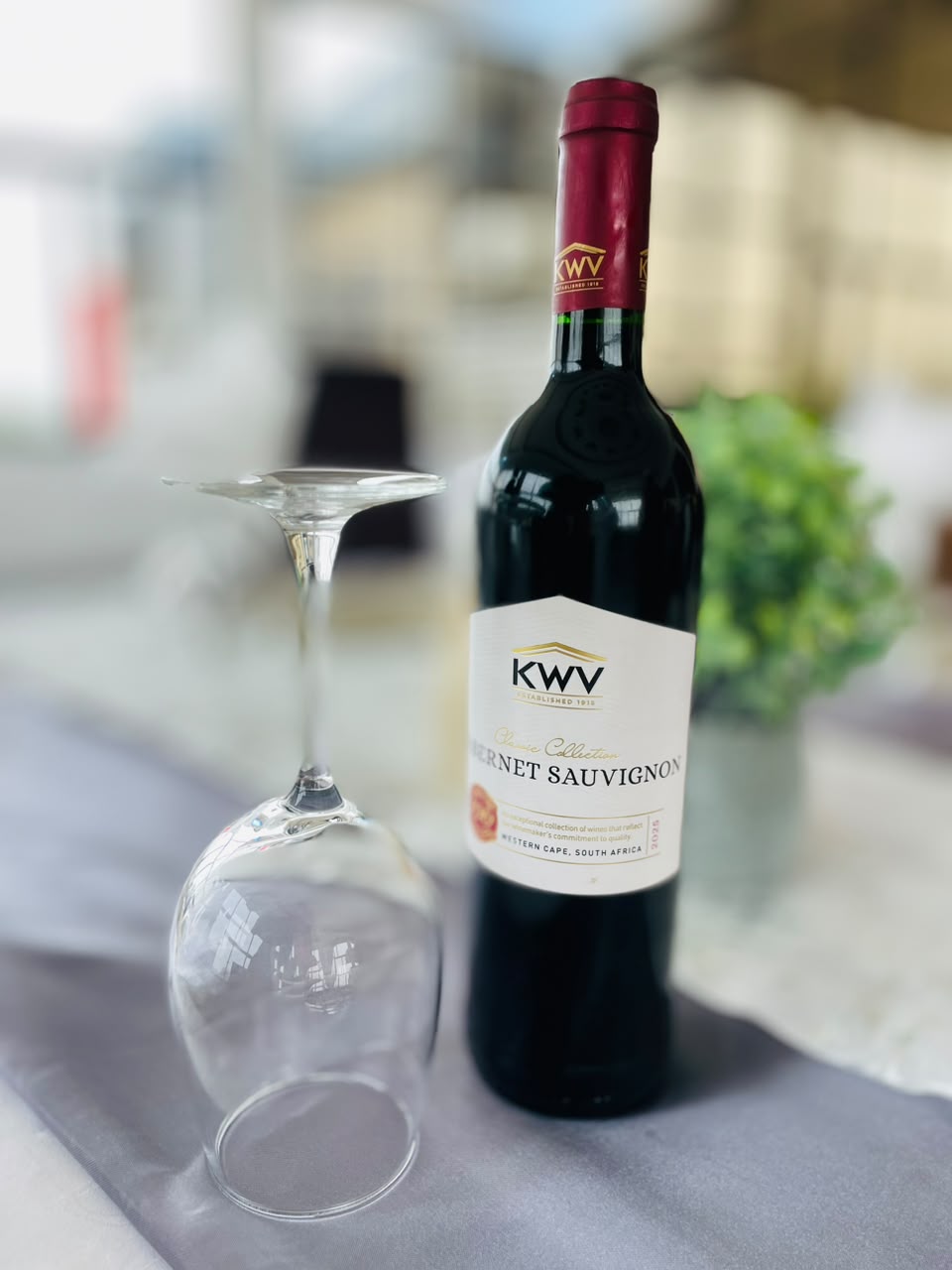 Red wine served at the restaurant